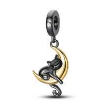 1pc 18K Gold Plated Cat Dog Pet Enamel Lucky Cat Moon Star Heart Charm Bead Suitable For Bracelet Necklace DIY Jewelry Making Gift For Girls Women Perfect Holiday Gift Creative Versatile Birthday Anniversary Wedding Favor Gift - Gold - View 23