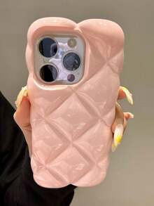 高級玫瑰紅鑽石紋矽膠手機殼，適用於 iPhone 14 Pro Max、13、11、12、14 Pro、13 Pro Max，全包覆創意保護殼，適合女生 - 淺粉色 - 查看 7