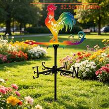 Colorful Rooster Metal Weathervane, Outdoor Yard Decor, Rust-Resistant Durable Wind Direction Indicator, Ideal Gift For Independence Day, Christmas, Holidays - A - View 16
