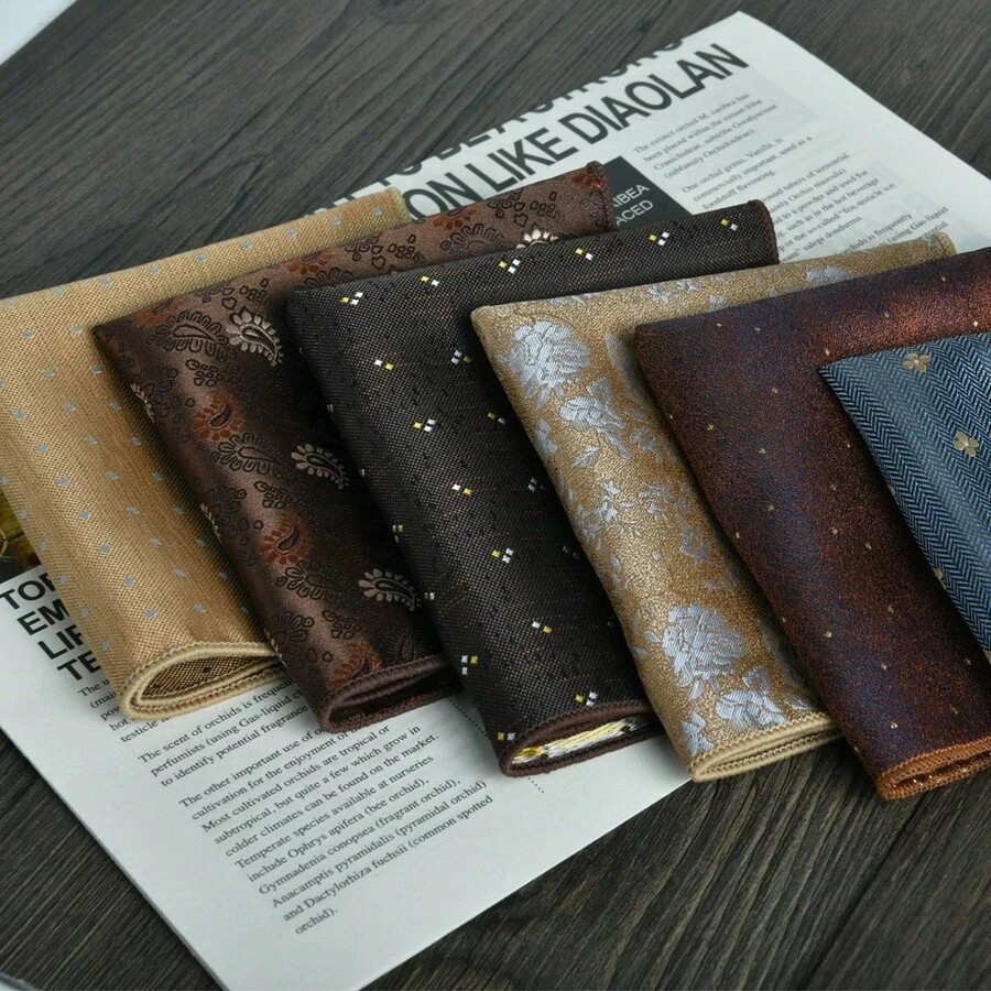 1pc Solid Color Men's Pocket Square, Suit Formal Business Executive Foldable Dense Hem Square Jacquard Woven 23cm New Style - Multicolor - View 1