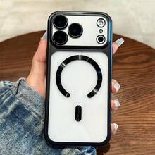 奢華磨砂半透明磁吸手機殼，適用於 iPhone 18 Pro Max 17 16 15 14 13 12，支援無線充電保護殼 - 黑色 - 查看 1