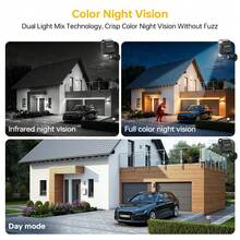 ZHXINSD Wireless Security Camera, Outdoor Battery Security Camera 4MP , 2.4/5G WiFi CCTV Surveillance Camera, PIR AI Motion Detection, Light & Sound Alarm, 2-Way Audio, Real-Time Alerts, TF Card/Cloud Storage, IP65 Waterproof,For Farm/Backyard/Yard Camera - Black - View 5