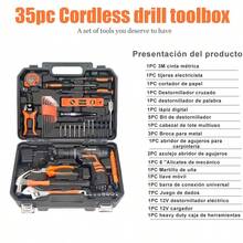 High-Specification Electric Screwdriver Set, Includes Drill Bit Set, Tool Box, Portable Storage Case, Cordless Hand Drill, Forward/Reverse Switch, 18+1 Torque Settings And LED Lighting. - US A Type Plug(110-127V) - View 11