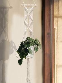 1pc Bohemian Style Handmade Woven Hanging Basket Multi-Functional Mesh Holder, Indoor Home Decor, Room Decoration, Holiday Gift, Different Sizes Hanging Flower Pot Basket, With Beads No Tassels, Flower Pot And Plants Not Included - Multicolor - View 7