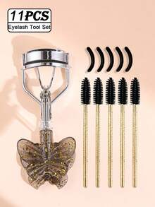 11pcs/Set Eyelash Tool Set Featuring A Black Eyelash Curler With A Butterfly-Style Handle, 5 Replacement Silicone Pads, And 5 Eyelash Brushes-An Essential Beauty Kit. Perfect For Creating Stunning Lashes And Suitable For All Eye Shapes. - Multicolor - View 10