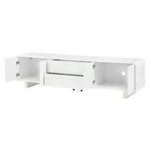 TV Stand, Modern Low TV Cabinet With Rounded Edges, Living Room TV Table, Cabinet With Doors And Drawers, Minimalist Design, Sideboard With Storage - White - View 9