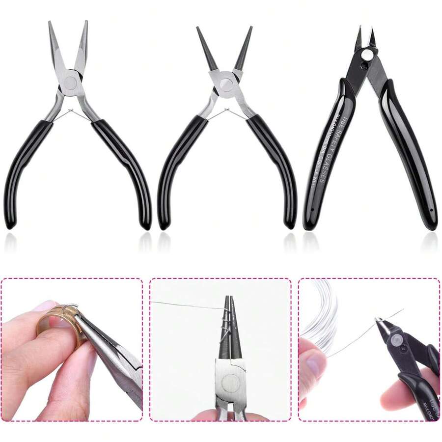 1/2/3pcs Diagonal Pliers/Round Nose Pliers/Bent Nose Pliers, Plastic Model Trimming Pliers DIY Gold Silver Copper Wire Cutter, Suitable For Jewelry Making And Repair, Household Small Pliers - Pliers - View 1
