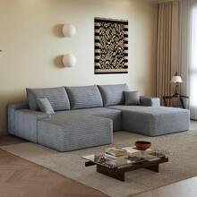 270cm Grey Modular Chaise Lounge - No Assembly Required - 灰色四座 - 查看 5