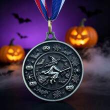 1pc Simple Classic Halloween Pattern Medal, 3D Embossed Zinc Alloy Medal, Halloween Challenge Game, Event Completion Commemorative, Halloween Holiday Gift, Holiday Competition Reward - Silver - View 8