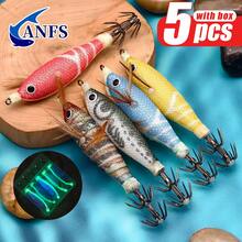 ANFS 5pcs Premium Horizontal Shrimp Squid Jig Kit -Saltwater Fishing Lures Shrimp Prawn Lures For Cuttlefish Octopus - Multicolor - View 5