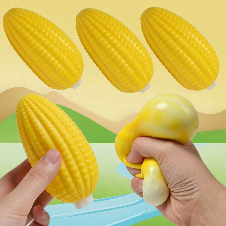 Mainan Jagung Kenyal Berbentuk Tongkol – Lembut dan Lentur, Dapat Diremas Perlahan untuk Meredakan Stres dengan Tekstur Biji Jagung Asli, Sempurna untuk Dekorasi Meja, Relaksasi di Kantor & Hadiah – Mainan Sensori ASMR Ramah Dewasa dengan Suara Renyah Lembut - MultiWarna - View 1