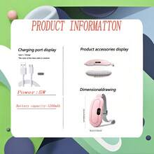 Menstrual Heating Pad, Portable USB Cable, Wireless, 6 Heating Levels, 6 Vibration Massage Modes, For Back And Abdominal Pain Relief - 粉色 - 查看 10