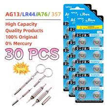 10-50pcs LR44 AG13 1.5V 357 SR44 LR1154 L1154 Button Cell Batteries, Suitable For Watches, Toys, Remote Controls, Includes 1 Screwdriver - AG13 LR44 - View 3