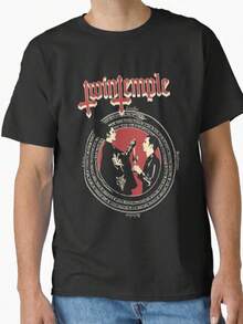 Vintage Unisex Tee Featuring Twin Temple Design - 黑色 - 查看 1
