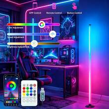 2pcs RGB LED Floor Corner Lights, APP Remote Control, Music Sync, Color Changing & Dimmable, Suitable For Computer Gaming Setup And Room Decor, Halloween And Christmas Gifts! - Floor Mood Light - View 11