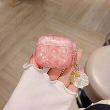 Compatible For AirPods 4 Pro2 3 1/2/3 Shell Pink Leopard Print Earphone Case Luxury Fashion With Shell Pendant - Watermelon Pink - View 13