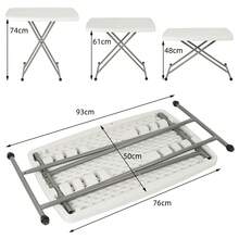Folding Table Length 76 X 50 X 74 Cm, Two Robust, Portable And Lightweight Picnic Table With Steel Frame, Indoor And Outdoor Utility, White - White - View 10