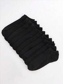 5/10/20/30 Pairs Solid Color Polyester Ribbed Side Stripe Casual Fashion Breathable Moisture-Wicking All-Season Comfortable Couple Socks, Men's Boat Socks, Women's Boat Socks, Black Socks, Student Socks, Adult Socks, Summer Socks, Comfortable Breathable Hot-Selling Disposable Socks, Autumn Socks, Summer Socks, Halloween, Christmas Gifts - Black - View 2