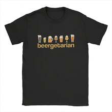 Beergetarian Fun - Men's Cotton T-Shirt, Short-Sleeved Shirt With Round Neck, Unique Clothing, For Beer Lovers. - Shape - View 1