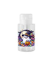 Halloween Ghost Pumpkin Monster Print Push Down Dispenser Bottle, Refillable Clear Plastic Liquid Container For Nail Polish Remover, Makeup Remover - Multicolor - View 9