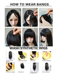 Women's Clip-In French Bangs Hair Piece, No Sideburns, Synthetic Hair, Natural Style, Heat-Resistant Fiber, Lightweight Invisible Clip-In Hair Accessory - Multicolor - View 10