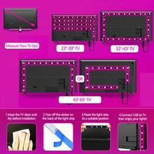 12LEDs/M RGB LED Strip USB Color Changing LED Night Light 44-Key Remote Control Suitable For TV Screen Desktop Backlight Bedroom Home Party Halloween Christmas Decoration - RGB - View 8