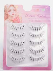 High Rating 5 Pairs Cartoon/Fairy/K-Pop Girl Group Eyelashes - C Curl, Transparent Stem, 6-9mm Length, DIY Lightweight Soft Comfortable, Instantly Enlarges Eyes. Beginner Friendly, Easy To Use, Saves Makeup Time. Suitable For (Daily/Party/Ball/Various Occasions) Gift For Family, Girlfriend, Best Friend. Holiday Gift - Black - View 8