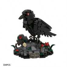 334PCS Dark Night Crow Building Block Set, Exquisite Collectible 3D Model, Suitable For Home Decor, Office Desk Ornament, Halloween Gift/Christmas Gift/Birthday Gift/Holiday Gift - Multicolor - View 7