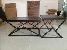 Black Modern Geometric Coffee Table - Wooden Top With Sturdy Metal Frame - Industrial Style Cocktail Table & Side Table For Living Room 80 X 50 X 40 Cm - Black - View 2