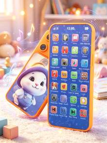 1pc Kids Early Education Puzzle Play Phone,28 Buttons Voice Music Word Learning Toy With Sound Light Effects,Birthday Holiday Gift For Boys Girls - Multicolor - View 3