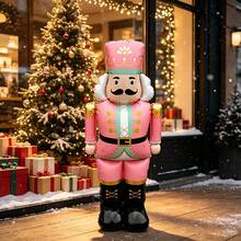 1pc Red/Pink Standing Nutcracker Shaped Balloon, Suitable For Christmas Party Atmosphere Decoration, Winter Theme Party, Christmas Photo Prop Balloon - View 2
