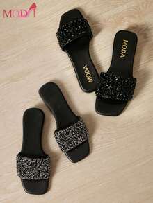 Women Flat Sandals - Negro-1 - View 11