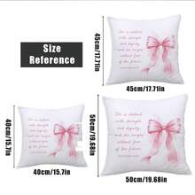 MEMNUN 4pcs Pink Bow Bible Verse Printed Pattern Decorative Cushion Cover [Pillow Insert Not Included], 40*40cm/45*45cm/50*50cm, [Single-Sided Print] Made Of Polyester Material Striped Wreath Bow Bible Quote Cushion Cover Room Decor, Home Decor, Bedroom Decor, Room Decoration Stuff For Sofa, Bed, Living Room, Bedroom, Car, Office, Hotel Decoration Throw Pillow Covers All Seasons Perfect Gift For Family And Friends - Multicolor - View 7