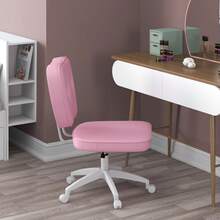 Silla de oficina sin reposabrazos, silla de escritorio, altura regulable, giro de 360°, 46 x 59 x 82-92 cm, rosa - Multicolor - Ver 9