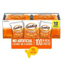 Tic Tac Goldfish Crackers Variety Pack, Colors & Cheddar Cheese Baked Crackers, 12 Snack Bags Each Variety, 24 Individual Snack Packs Total - Cheddar Cheese - View 2