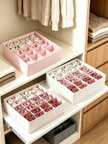 2pcs Foldable Drawer Storage Boxes, Wardrobe Storage Boxes, Suitable For Clothes, Socks, Underwear, Ties (Gray 24-Grid), Fabric Socks Drawer Storage Boxes, Multi-Compartment Underwear Storage Boxes, Foldable Wardrobe Storage Bins, Suitable For Socks, Underwear, Bras, Ties, Underwear - Multicolor - View 8