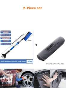 yucen 1pc Winter Extendable Car Snow Brush 3-In-1 Multi-Function Snow Remover With Ice Scraper And Frost Brush, Detachable Handle, PVC Material, Portable Car Snow Removal Tool - A - View 15