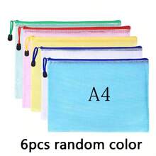 2/6/12pcs A4 Zipper Bags, Mesh File Bags, Student Test Paper Storage, Office Document And Material Storage Bags, Travel And Home Portable Storage - Color - View 8