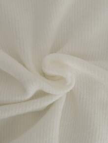 Fall Elegant Casual Ribbed Knit V Neck Long Sleeve Top, Detachable Furry Cuff Slim Fit Basic Shirt, Gentle Soft Daily Layering Blouse - White - View 10