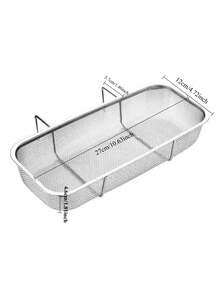 Premium Stainless Steel Side-Mounted Sink Drain Basket With Mesh Sturdy Corner-Mounted Sink Filter Drain Basket For Cooks Deep Kitchen Sink Food Scrap Filter To Wash Vegetable/Fruit Cleaner Silver Rectangle Kitchen Essential Kitchen Gadgets - L - View 14