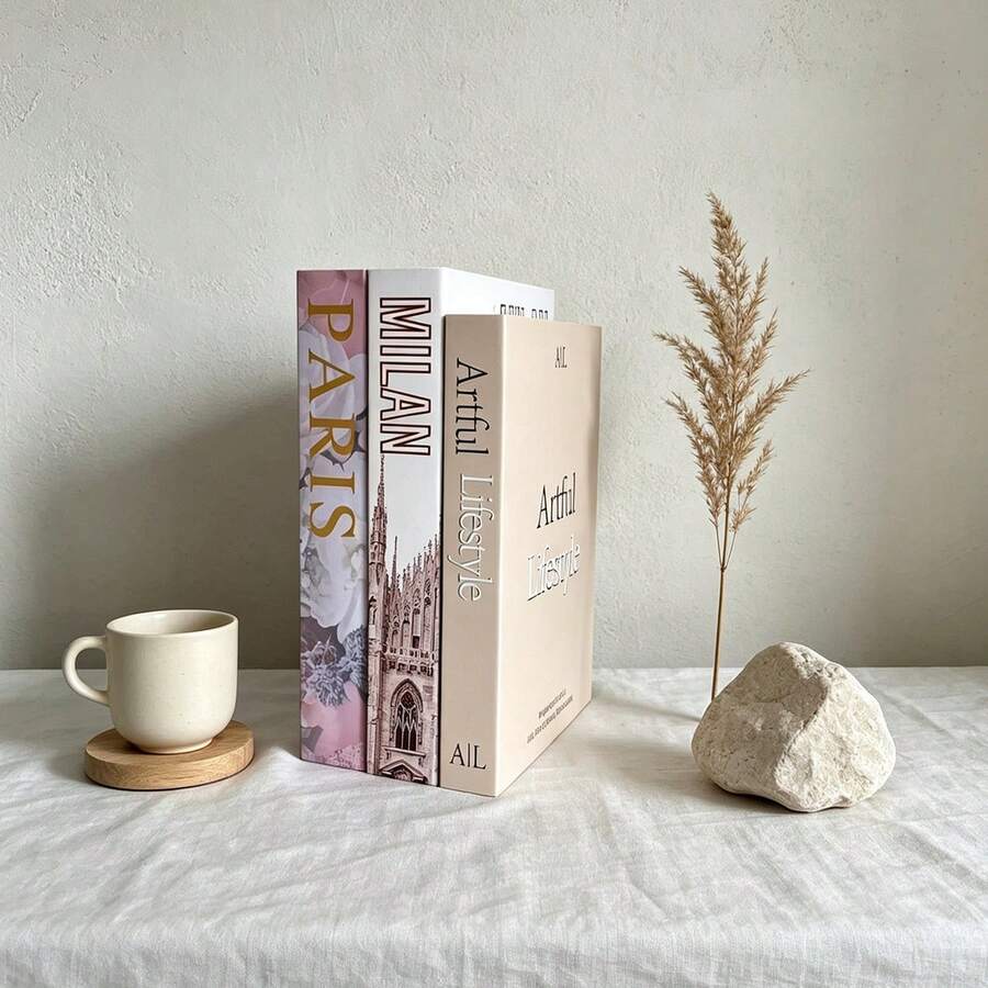 Minimalist Fresh Realistic Inspirational Healing Fake Books, Soft Decor For Club, Villa, Clothing Store, B&B, Living Room, Bedroom, Desktop Ornament, 2/3pcs