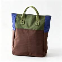 1 Buah Tas Bekal Makan Siang Genggam Warna Blok Nilon Tahan Air untuk Wanita Pekerja Kantoran dan Perjalanan, Tas Tote Kain Tahan Air Kapasitas Besar Sederhana, Tas Kotak Bekal Portabel yang Modis dan Serbaguna - View 15