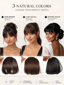 Women's Clip-In French Bangs Hair Piece, No Sideburns, Synthetic Hair, Natural Style, Heat-Resistant Fiber, Lightweight Invisible Clip-In Hair Accessory - Multicolor - View 7