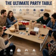 Heavy Duty Folding Game & Activity Table, Portable Indoor Outdoor Table, No Assembly, Large Top For Puzzles Board Games, Reinforced Frame For Game Room BBQ Holiday Party Picnic Dining Adult Game Night - Khaki - Multi-functional Folding Table - View 2
