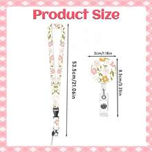 1 Set (Badge Clip + Lanyard) Sweet Pink Floral ID Badge Clip, Retractable Badge Reel With Detachable Lanyard, Medical Assistant Accessories Halter Suitable For Healthcare Workers, Teachers, Office Workers, Travel Enthusiasts, Office Gift - Sweet Style - View 2