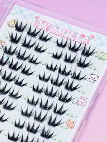 Self‑Adhesive Glue‑Free Sharp Wing Spiky Individual Lash Clusters Hand‑Made Reusable Natural Sharp‑End False Eyelashes Set, Come With Free Lash Tweezer And Brush For Daily Party Eye‑Makeup,Halloween - C - View 3