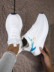 Women's New Running Shoes Training Gym Workout Sneakers Mesh Lightweight Soft Sole Popcorn Casual Shoes - White Orange - View 6