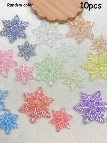 10pcs 30mm Acrylic Transparent Iridescent Snowflake Beads Spacer Pendants DIY Accessories For Car Hanging, Phone Chain, Keychain, Bag Charm - Hanging Snowflake - View 13
