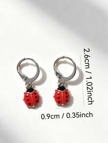 1 Pair Cute Ladybug Earrings With Mini Red Ladybug, Excellent Christmas Gift For Best Friends - Insect - View 5