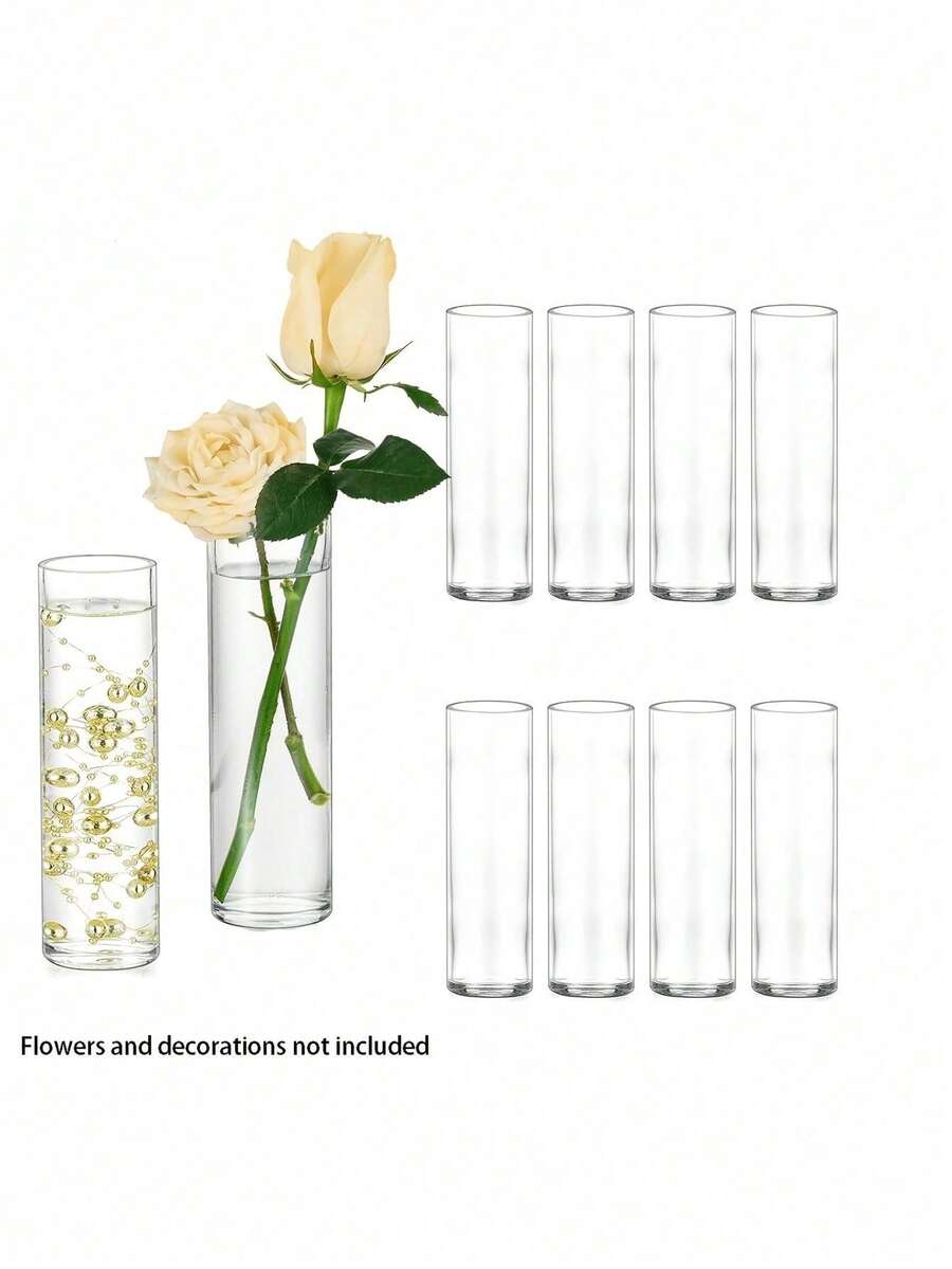 12/6/3/1 Stück - Minimalistische Mode Vase, bruchsichere transparente zylindrische Vase - transparente runde Vase, zylindrische Vase, langanhaltend Vase. Verdickte böhmische runde Vase, zylindrische Vase, langanhaltend Vase. Verdickte böhmische Stil Party Dekoration, geeignet für Dekoration, Party, Zuhause, Tischdekoration, Hochzeit, Geburtstagsparty, Feiertag und Date. Tischmittelstück - schöne Feiertagsdekoration - Mehrfarbig - Übersicht 1